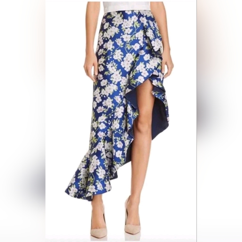 Alice + Olivia asymmetrical lovetta floral print ruffle high low Skirt Size 4 - Picture 5 of 13